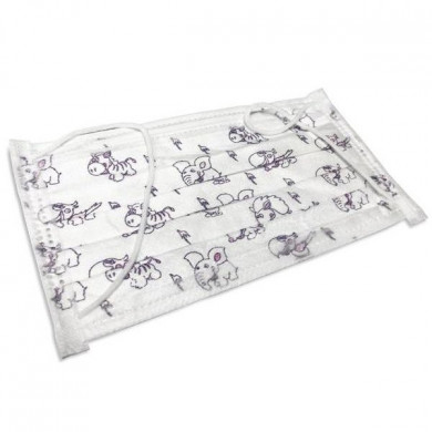 Маска медицинская детская с рисунком 3-х слойная не стерильная на резинке 1/100шт "Гекса